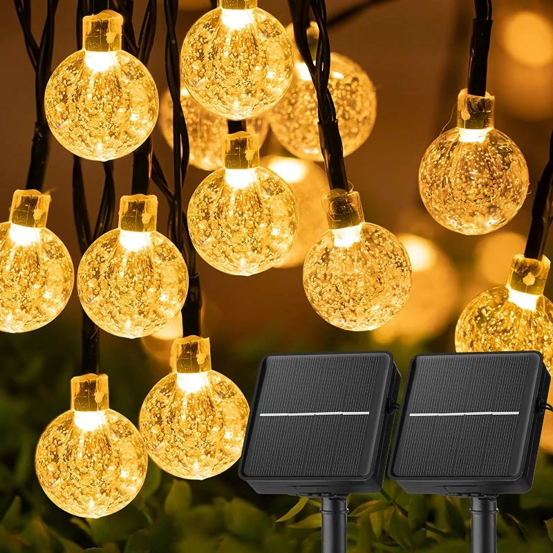 Outdoor Solar-Powered Globe String Lights with LED Modes
