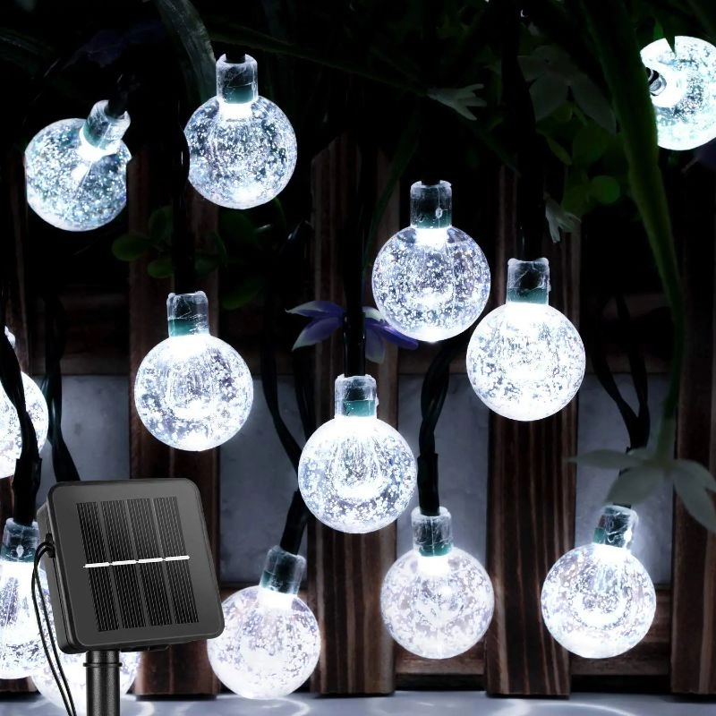 Outdoor Solar-Powered Globe String Lights with LED Modes