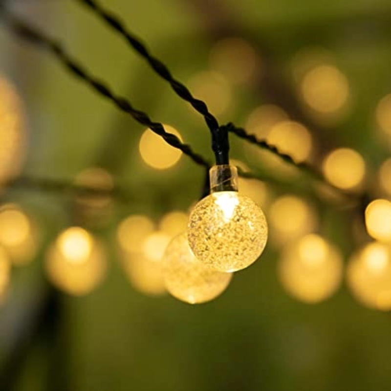Outdoor Solar-Powered Globe String Lights with LED Modes