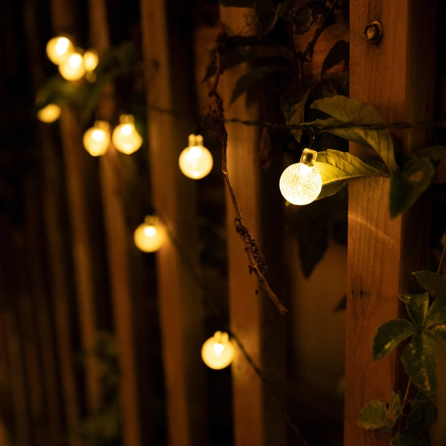 Outdoor Solar-Powered Globe String Lights with LED Modes