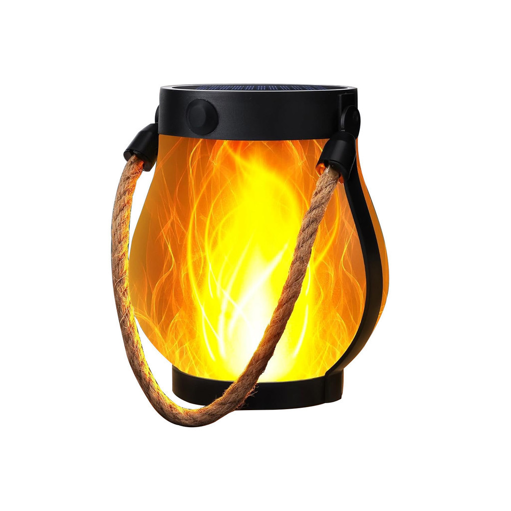 Solar-Powered Flickering Flame Lantern for Outdoor Spaces