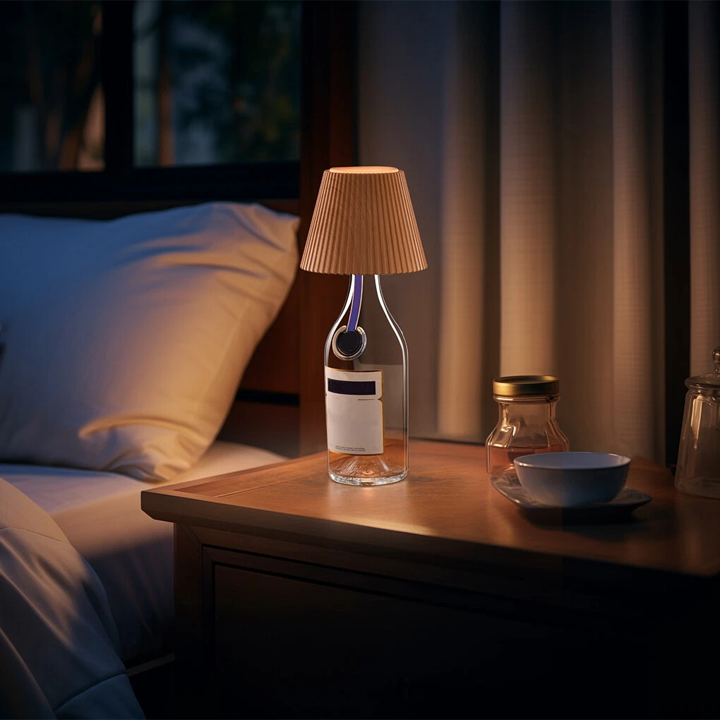 Chic Rechargeable Table Lamp in Wine Bottle Design