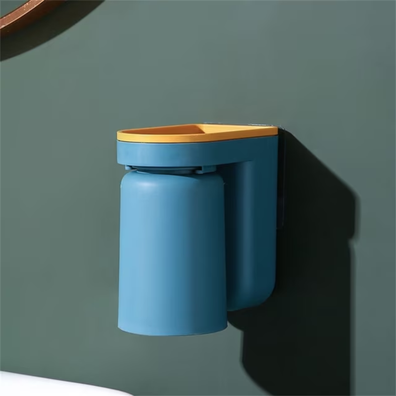 Wall-Mounted Toothbrush Organizer with Adhesive Cups
