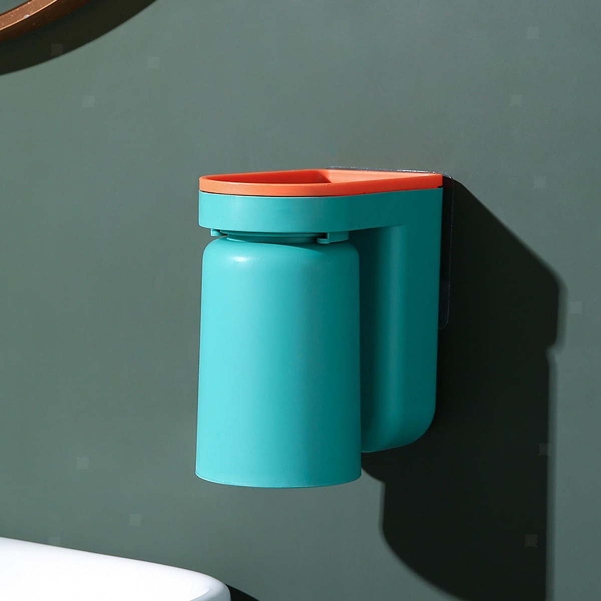 Wall-Mounted Toothbrush Organizer with Adhesive Cups
