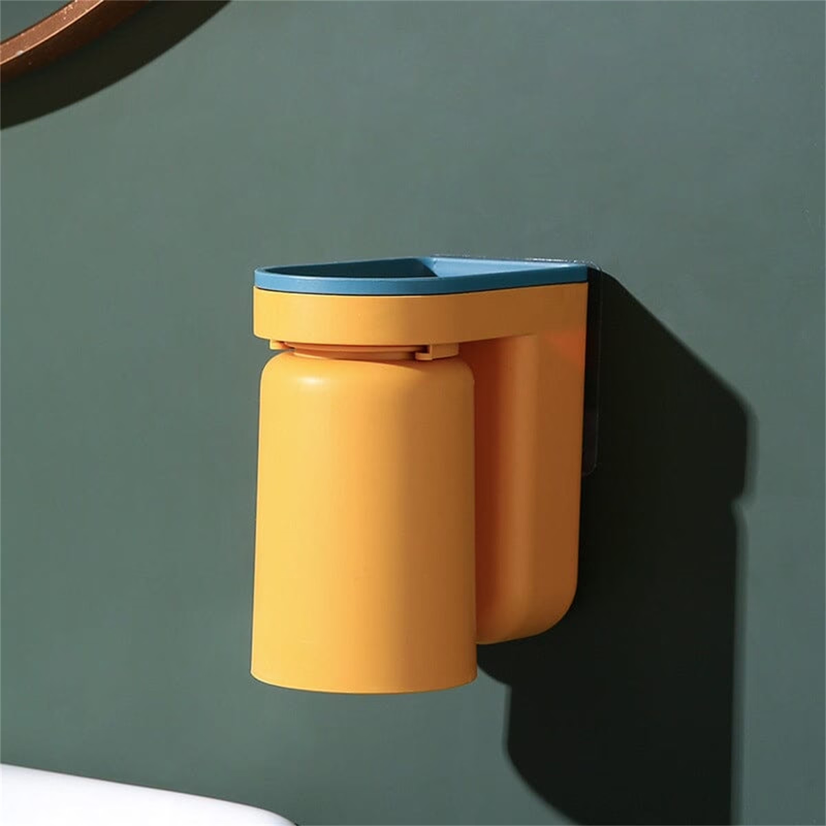 Wall-Mounted Toothbrush Organizer with Adhesive Cups