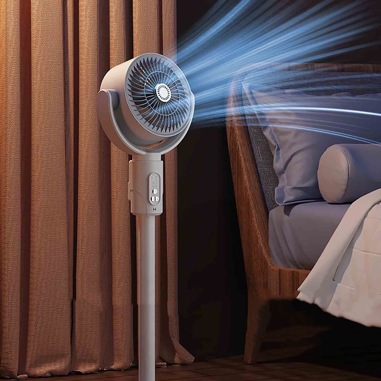 Quiet Oscillating Pedestal Fan with Remote Control - White