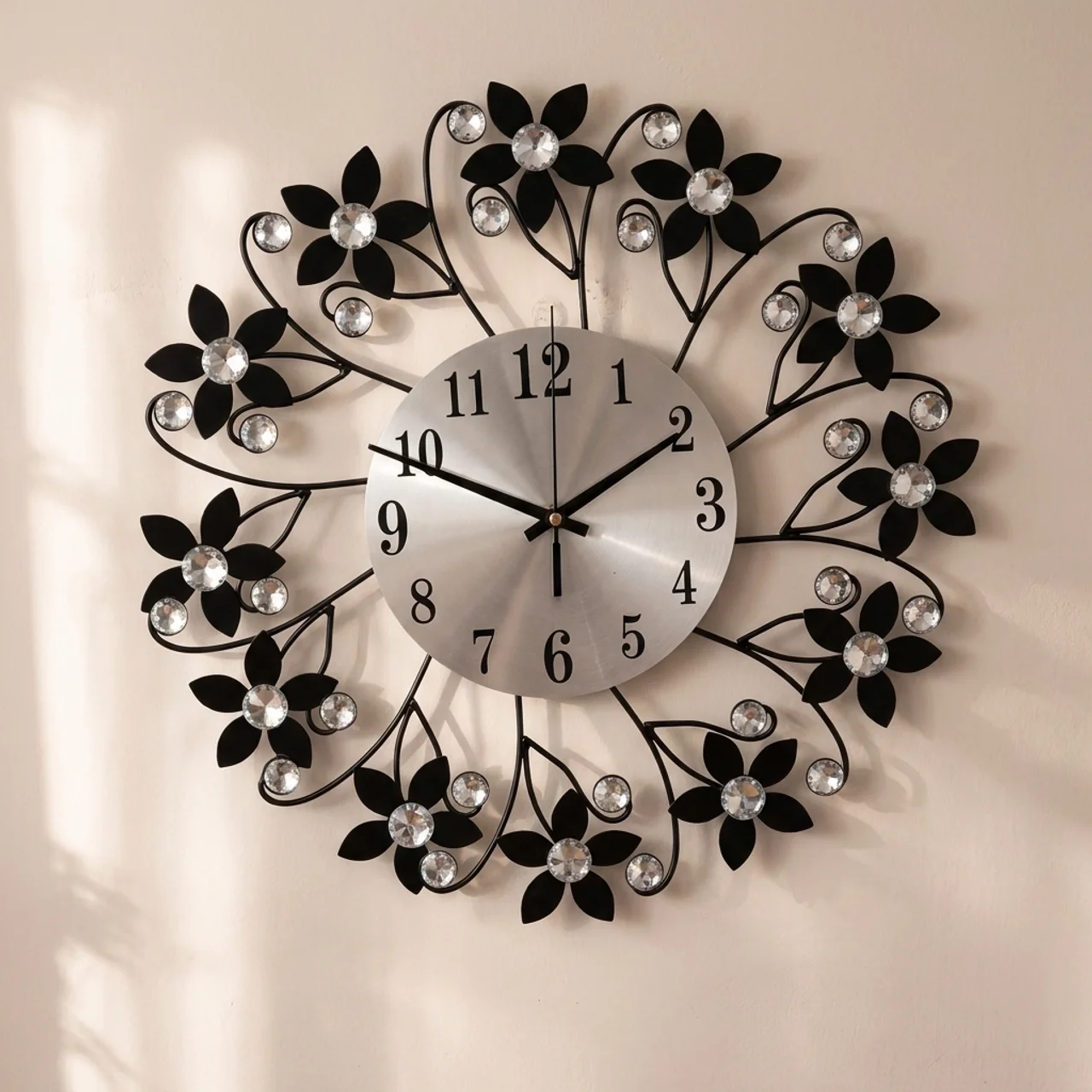 Elegant Floral Wall Clock with Silent Sweep Technology
