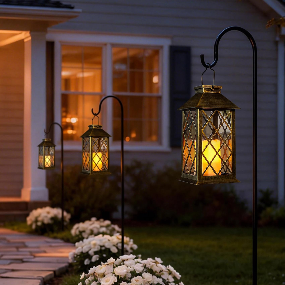 Solar Glow Lantern - Warm LED Outdoor Light with Auto On/Off