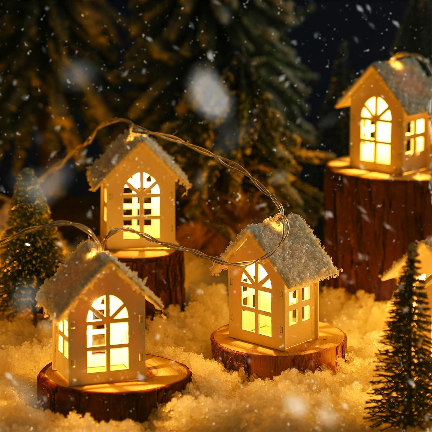 Charming Wooden Village Lights for Festive Home Decor