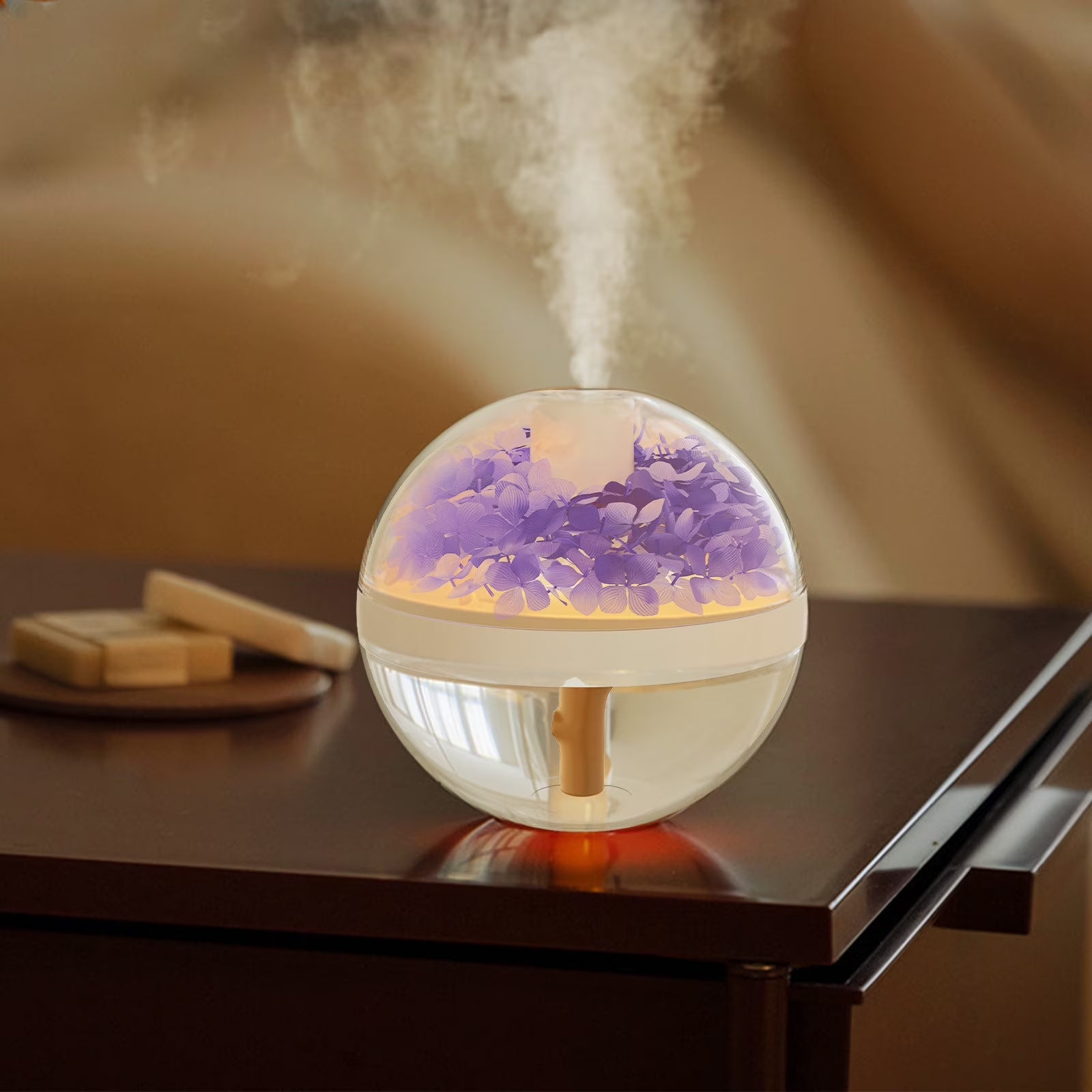 Floral Essence Rechargeable Humidifier with Soft Glow