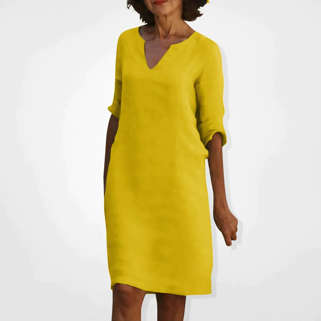 Chic V-Neck Midi Dress for Effortless Style