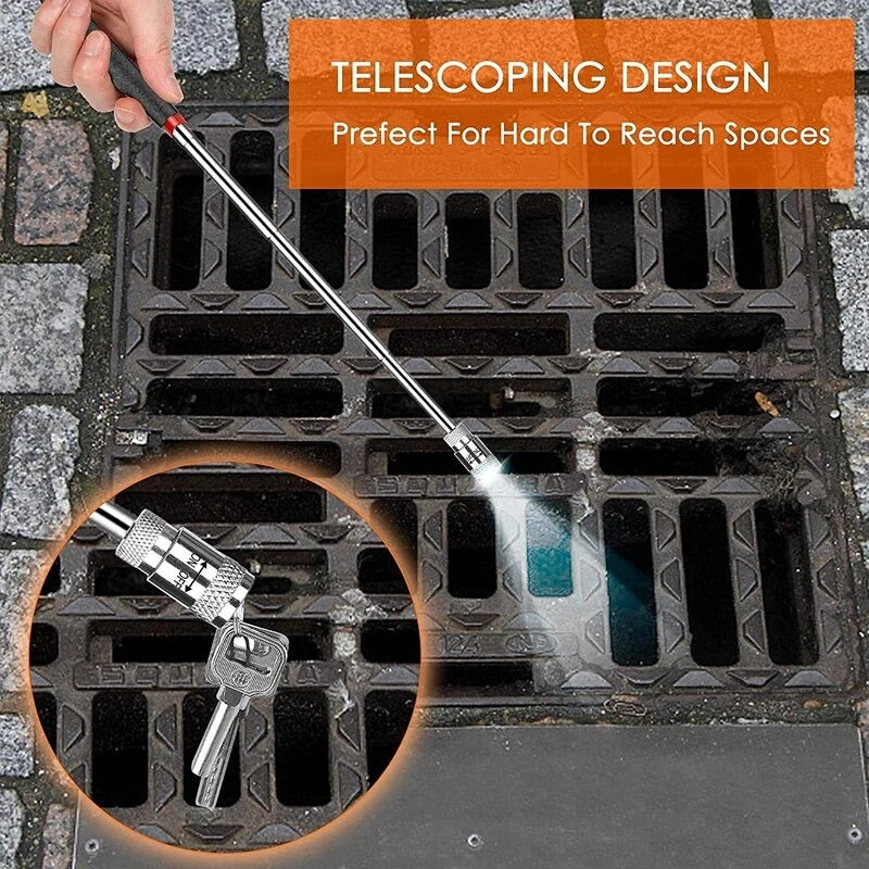 Extendable Magnetic Retrieval Tool with Bright LED Light