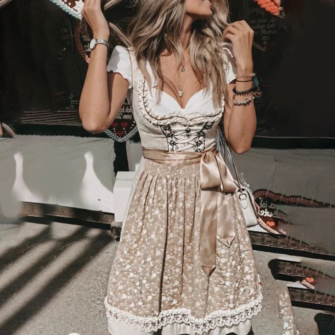Elegant Traditional Dress with Apron and Blouse