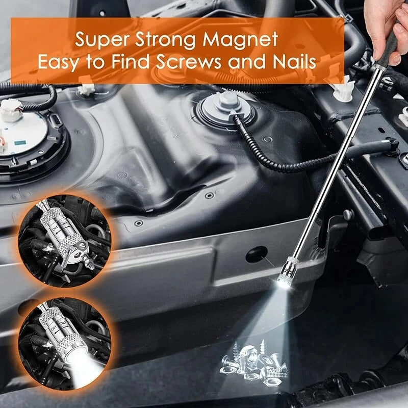 Extendable Magnetic Retrieval Tool with Bright LED Light