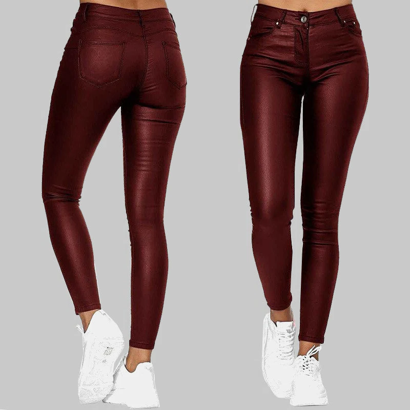 Sleek Stretch Faux Leather Trousers