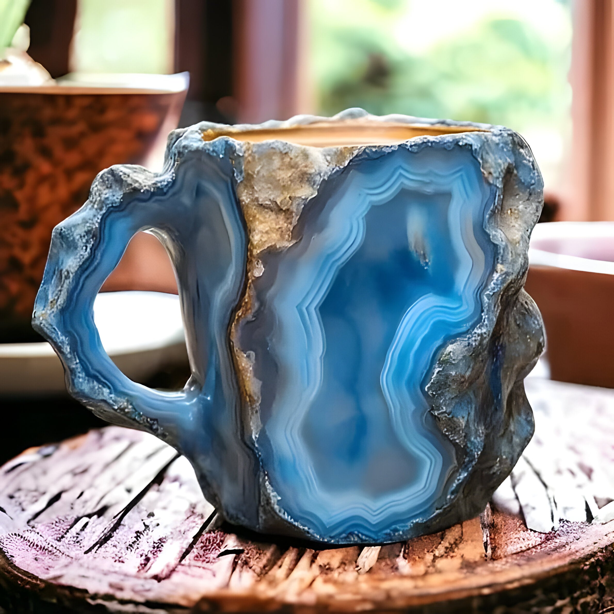 Elegant Resin Coffee Mugs with Crystal-Like Finish