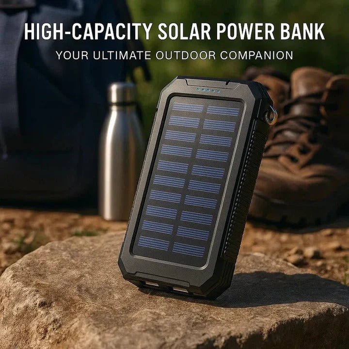 EcoCharge 30,000mAh Solar Battery Pack – Versatile USB Charger for Outdoors