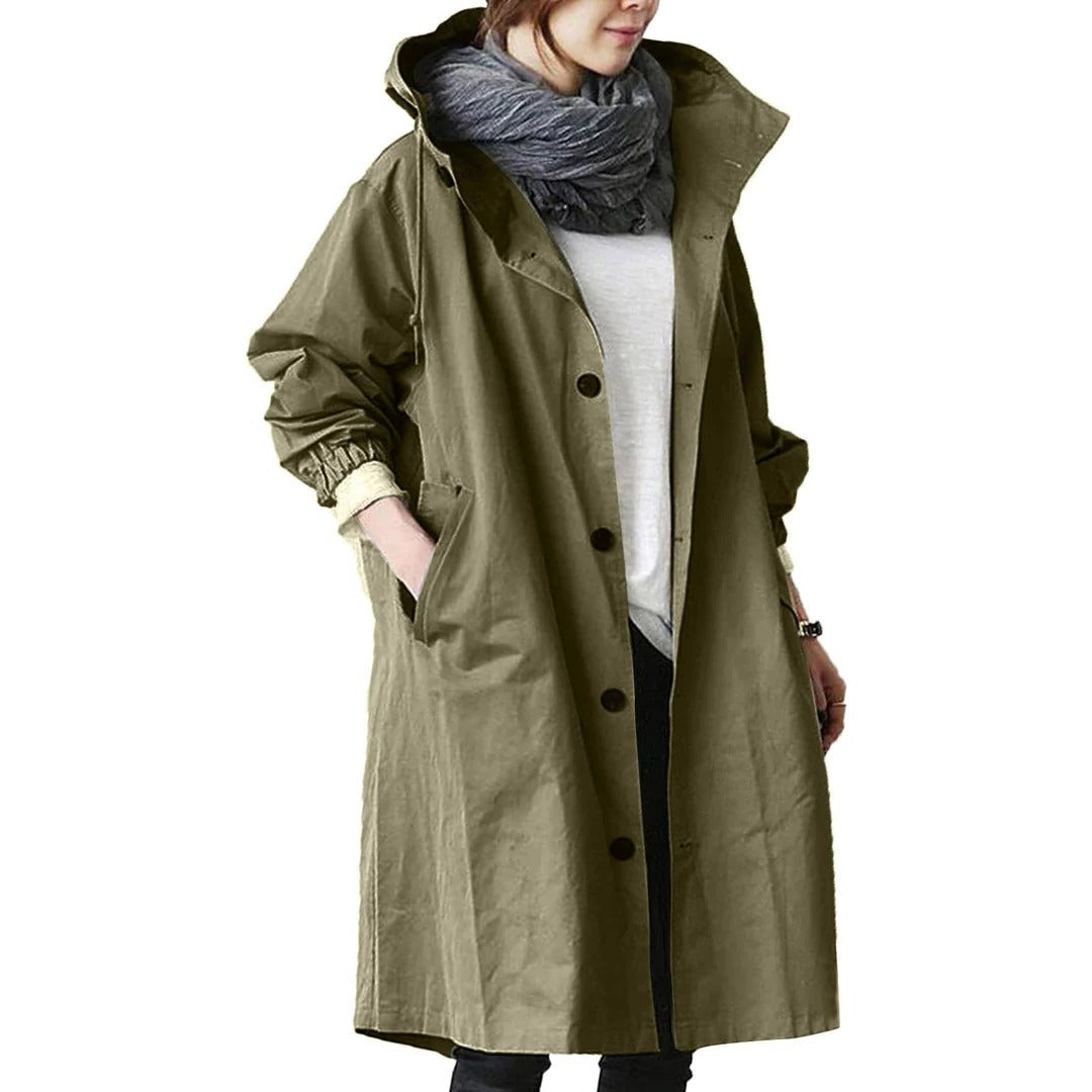 Chic Women's Waterproof Long Raincoat for All Seasons