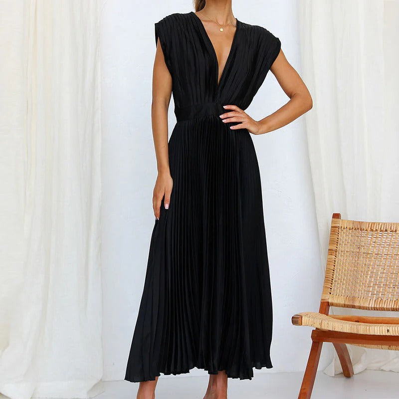 Elegant Tie-Back V-Neck Dress for Effortless Style