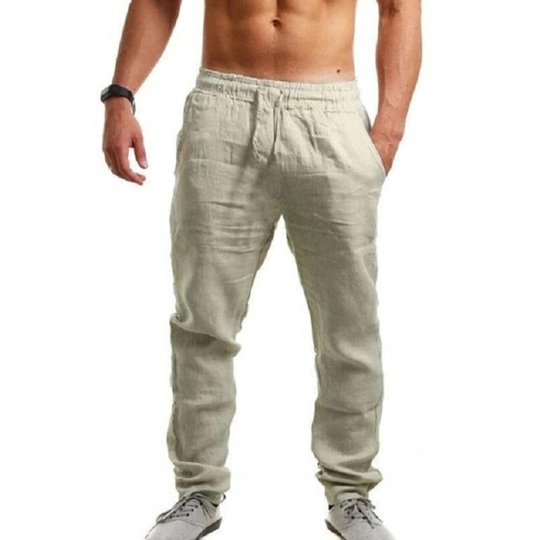 Men's Breezy Linen Trousers for Summer Comfort