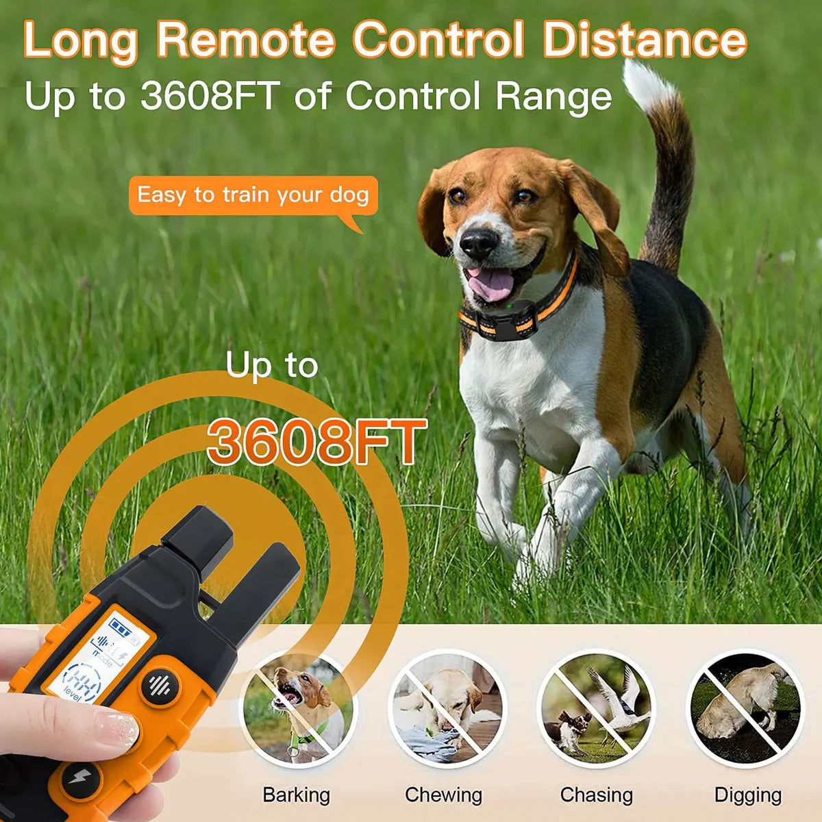 SmartPaws Remote Dog Training Collar – 3300 Ft Range & Multiple Modes