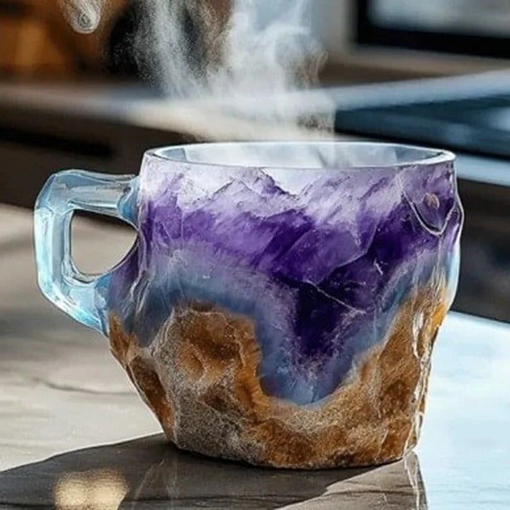 Elegant Resin Coffee Mugs with Crystal-Like Finish