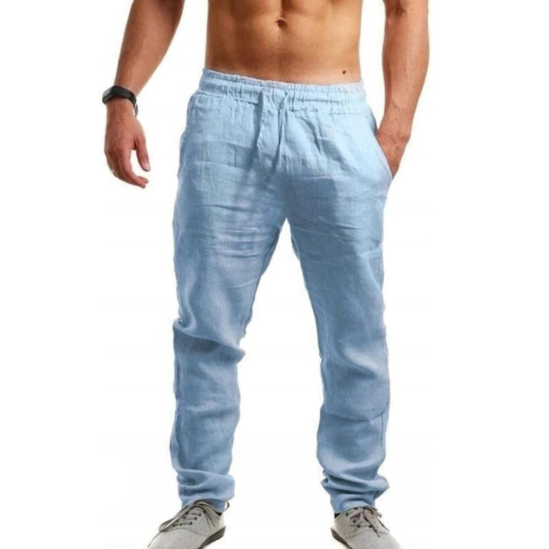 Men's Breezy Linen Trousers for Summer Comfort