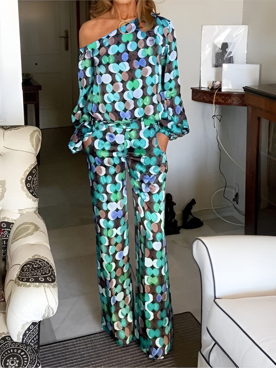 Chic Asymmetrical Duo: Geometric Print Outfit