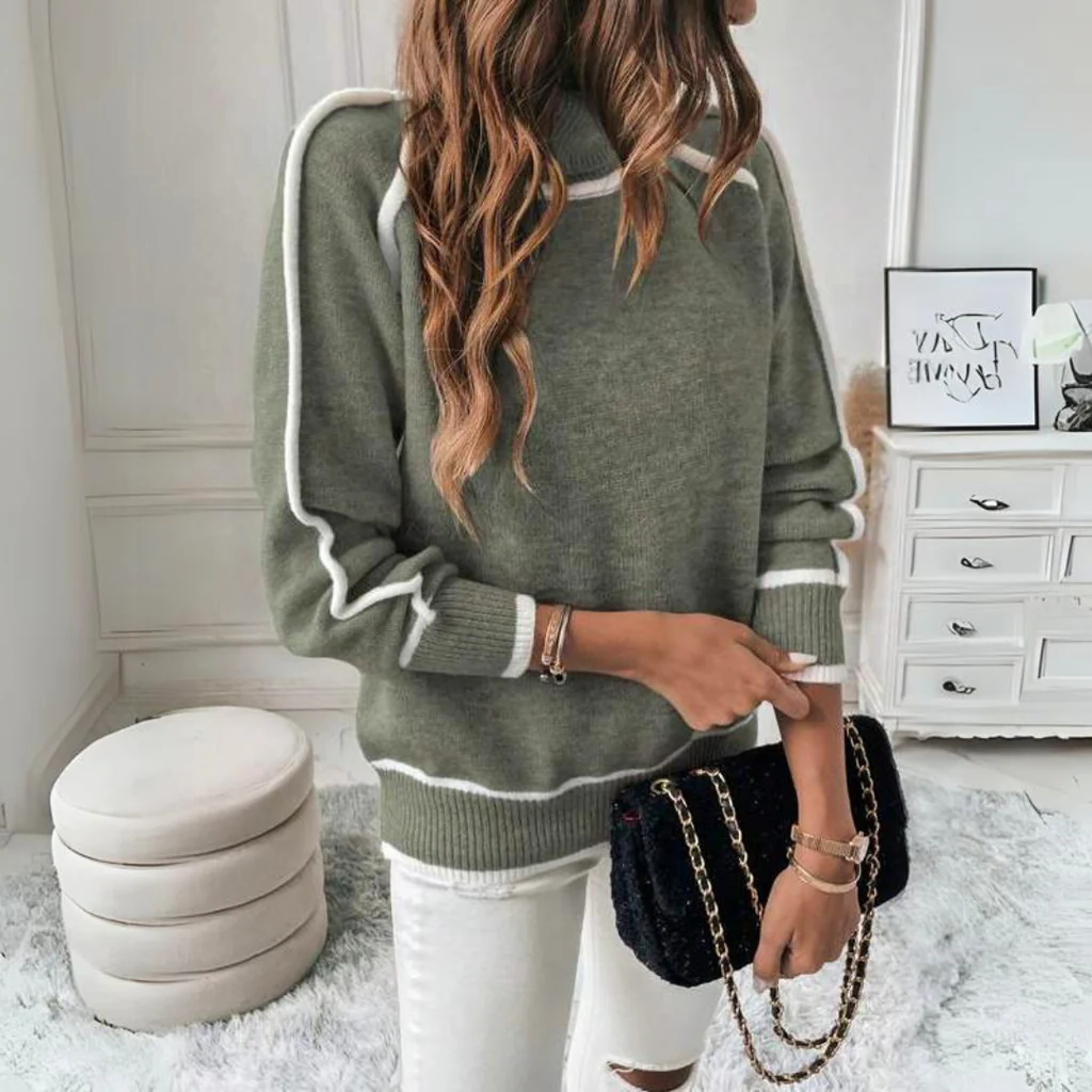 Chic Forest Green Knit Sweater for Everyday Elegance