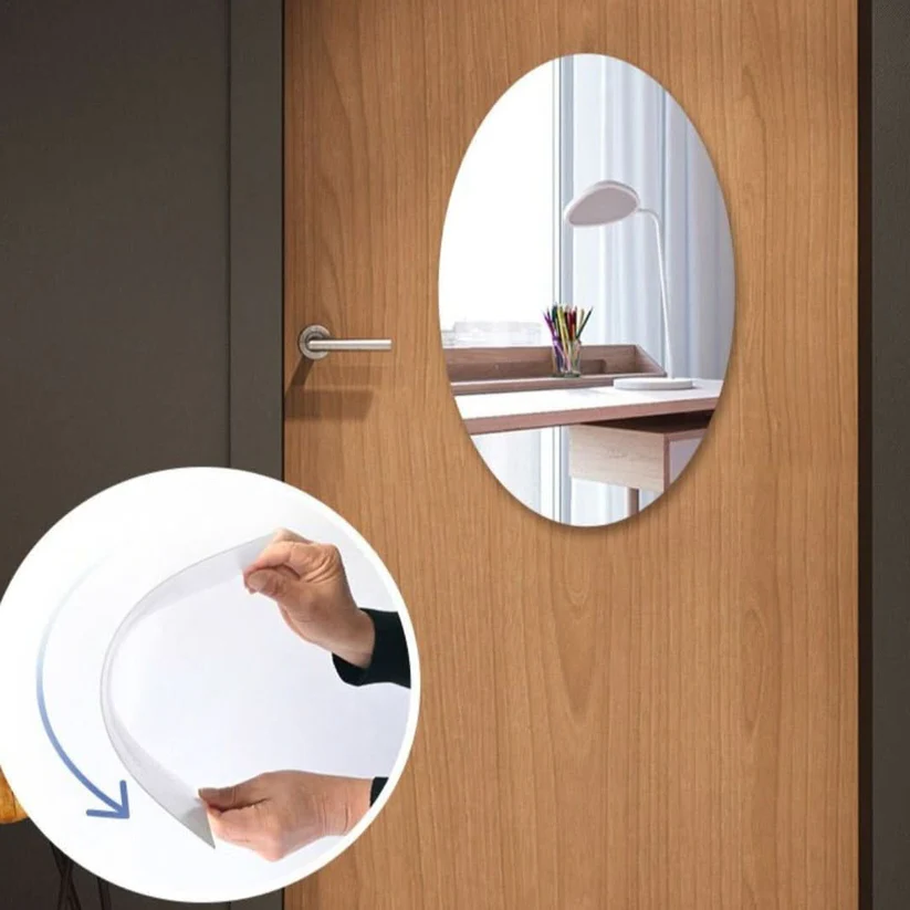 Self-Adhesive Oval Mirror for Effortless Grooming