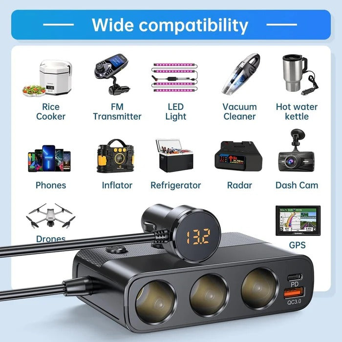 Versatile 7-Port Vehicle Power Hub