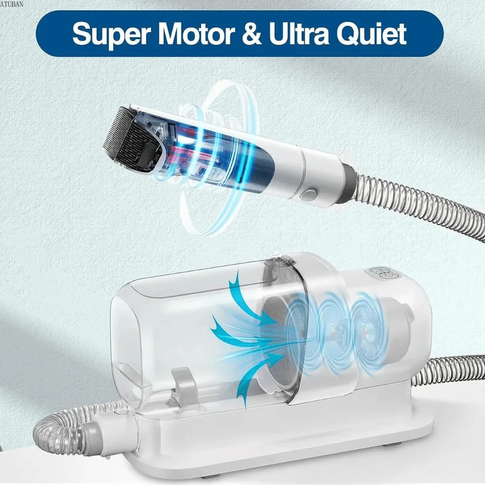 Quiet Pet Grooming Vacuum with Clippers & Brush Set | 77.7oz Bin