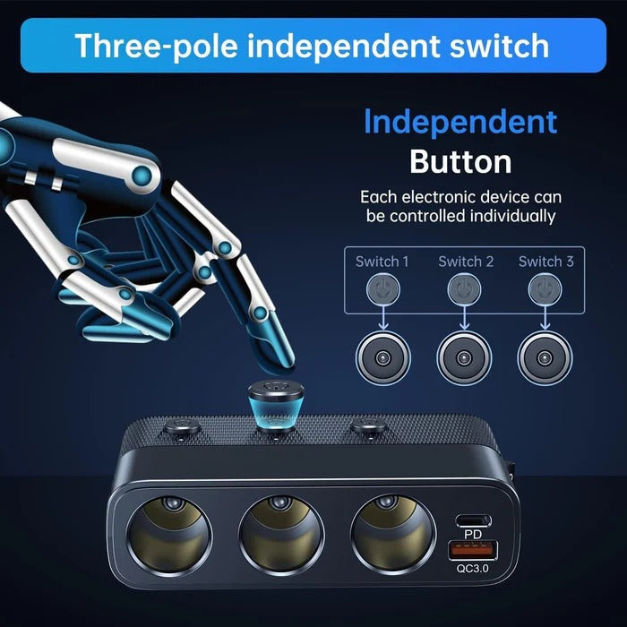 Versatile 7-Port Vehicle Power Hub