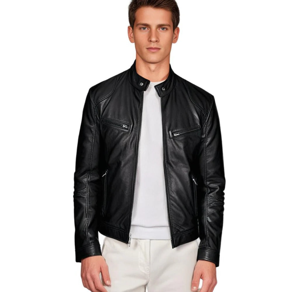 Stylish Men's Genuine Leather Jacket for All Seasons