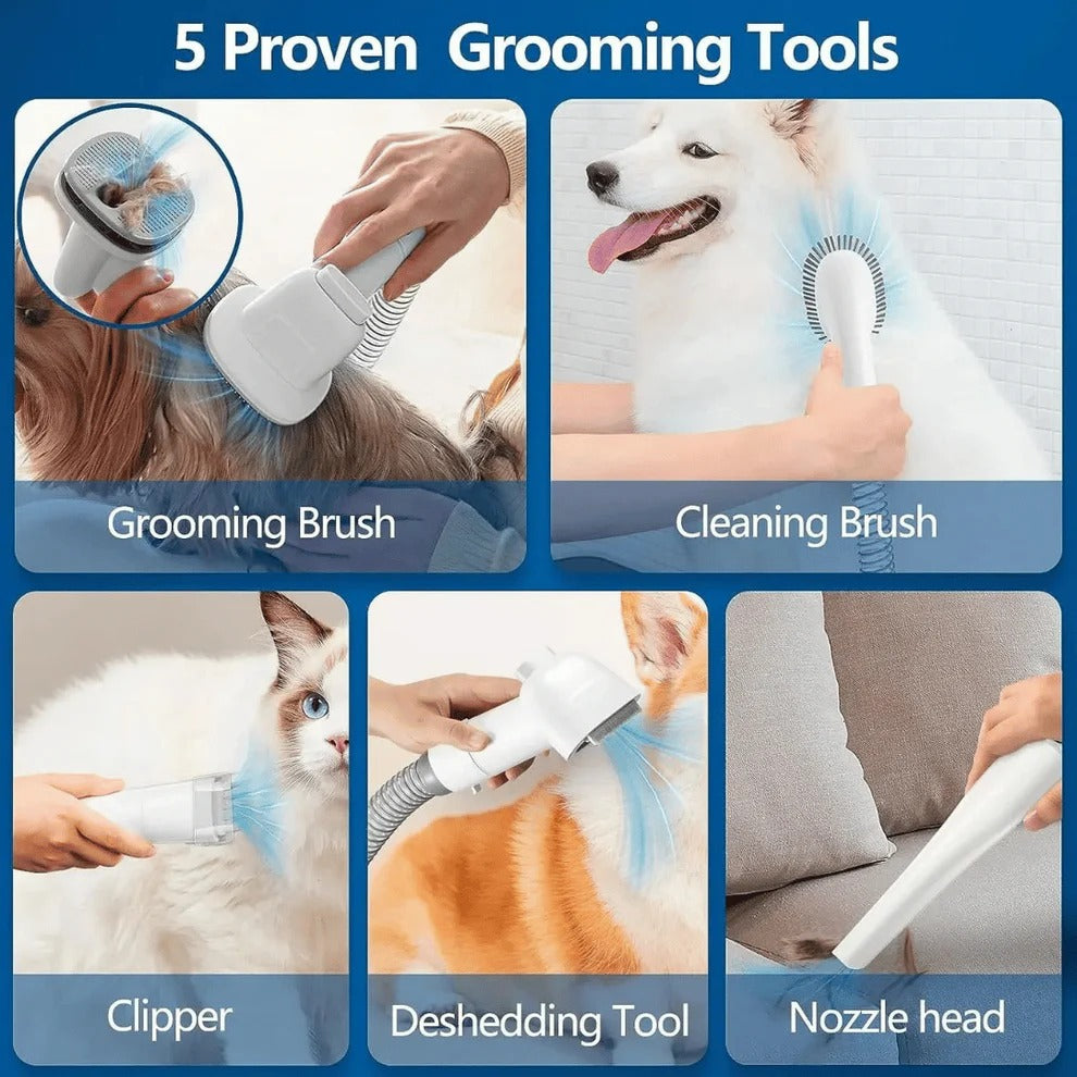 Quiet Pet Grooming Vacuum with Clippers & Brush Set | 77.7oz Bin