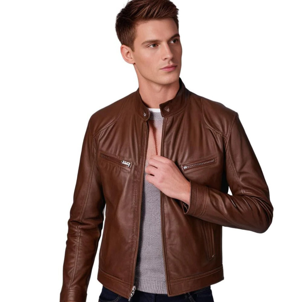 Stylish Men's Genuine Leather Jacket for All Seasons