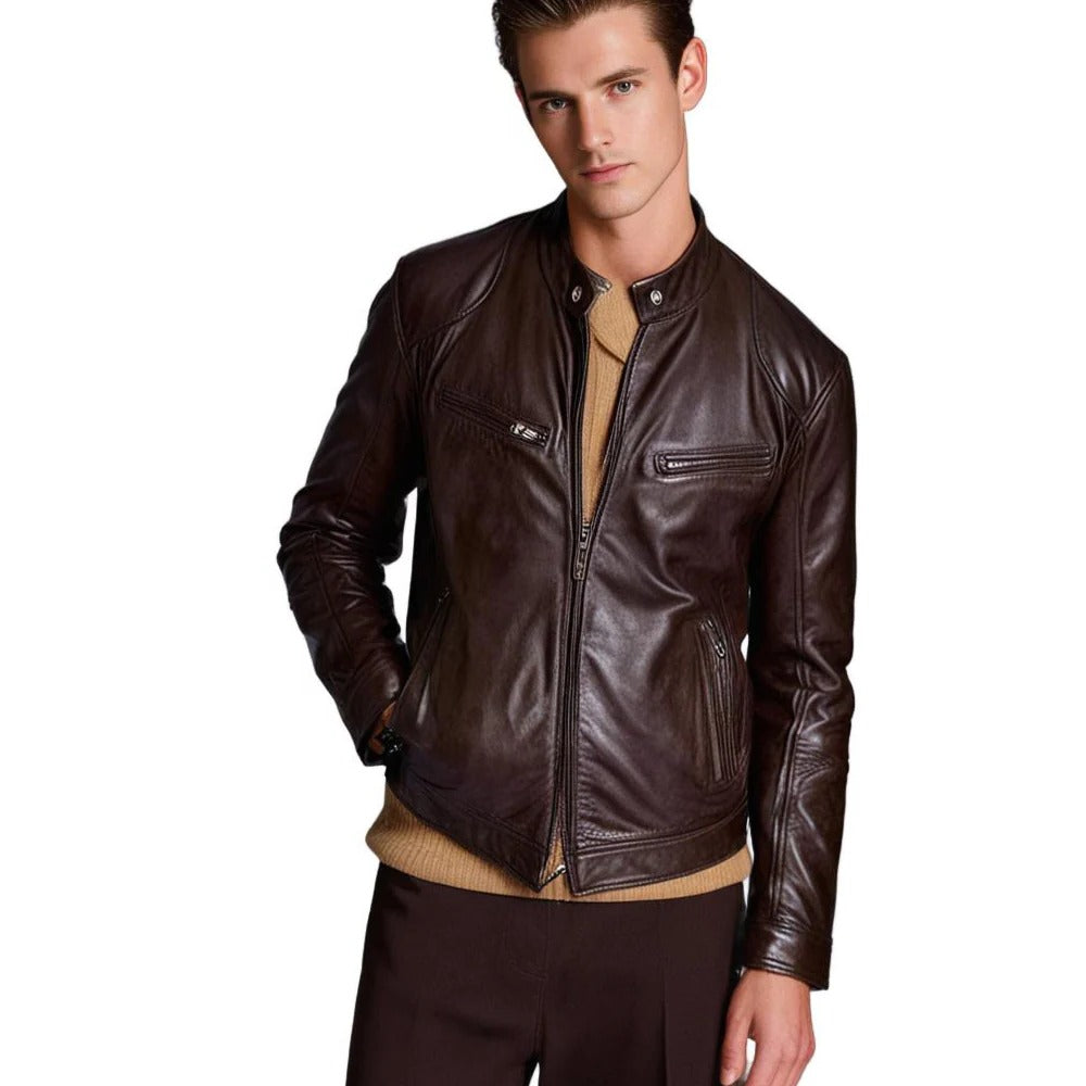 Stylish Men's Genuine Leather Jacket for All Seasons
