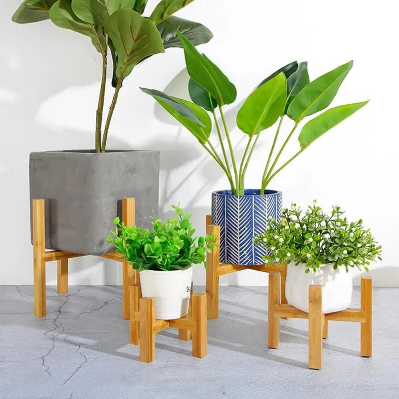 Elegant Wooden Trays for Potted Plants