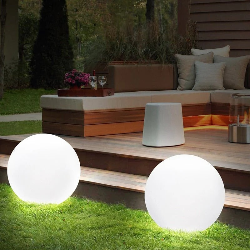 Weather-Resistant LED Sphere Light - 16 Color Options for Outdoor Use