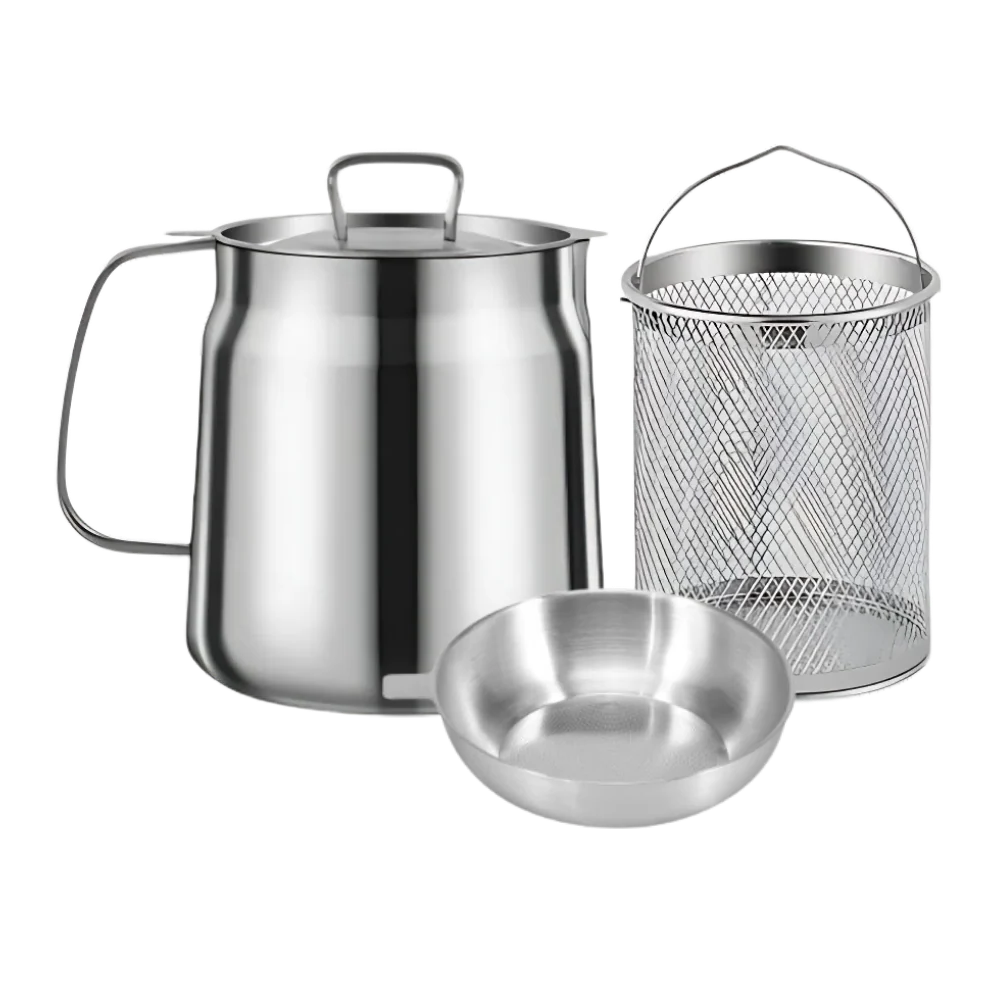 Dual-Function Stainless Steel Frying Pot for Effortless Cooking