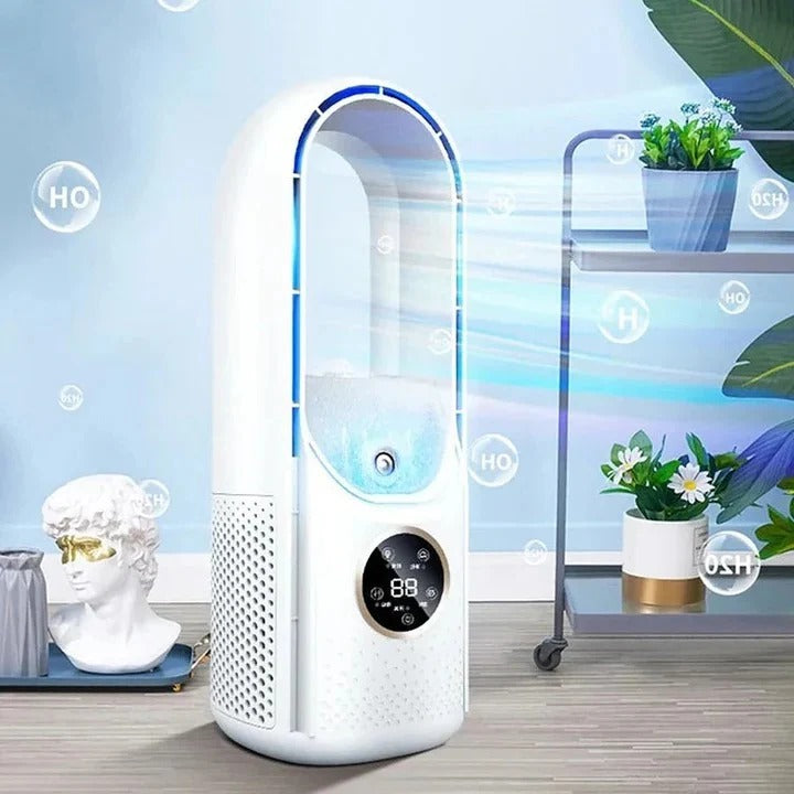 BreezeBuddy Compact Personal Air Chiller – Quiet, Blade-Free Fan for Desk Use
