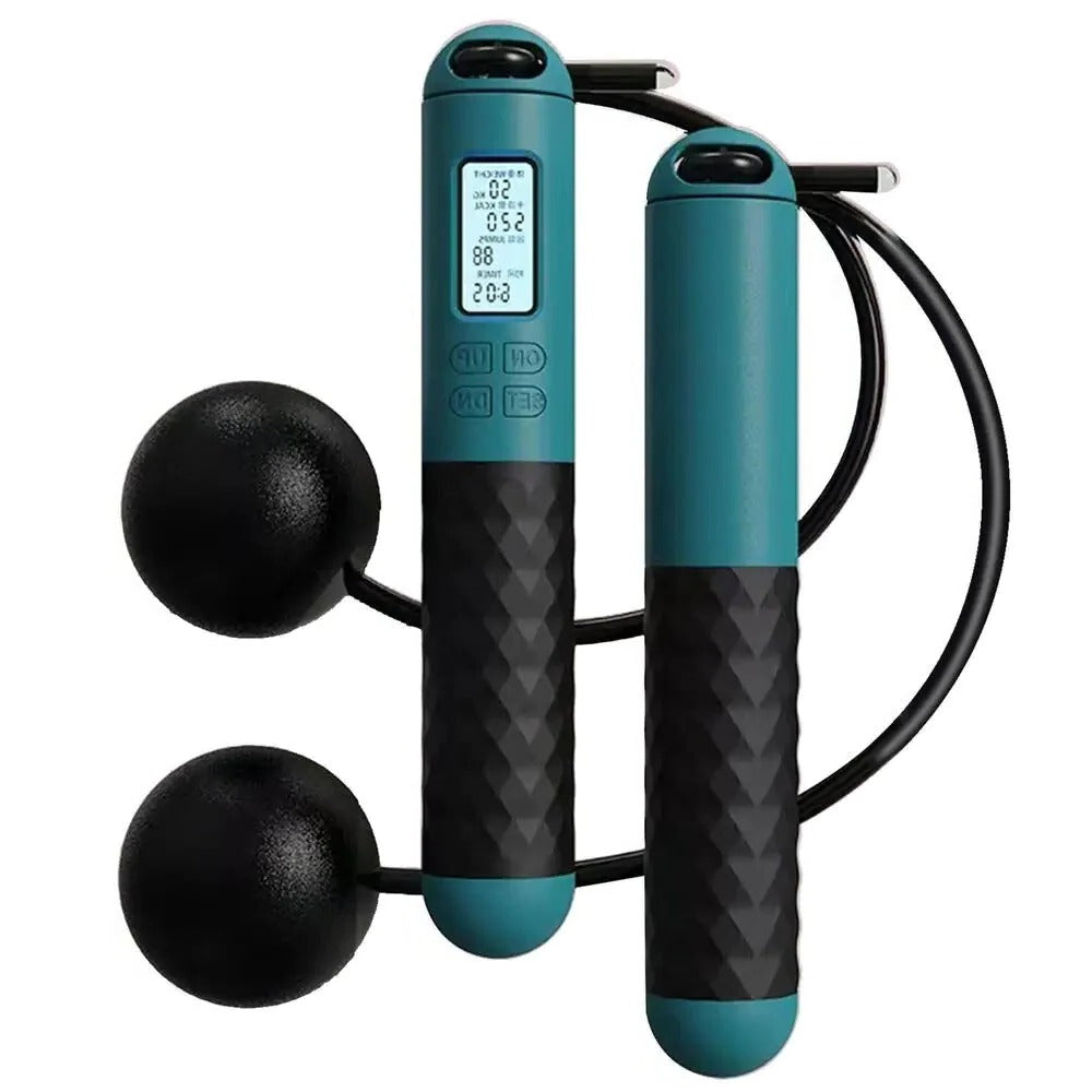 Compact Cordless Jump Rope with Weighted Grips and Tracker