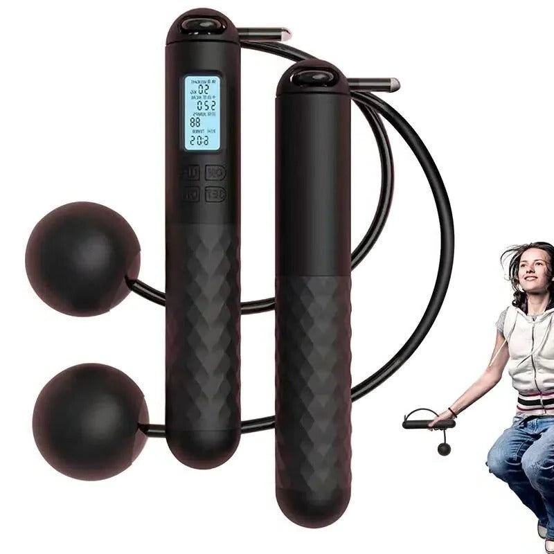 Compact Cordless Jump Rope with Weighted Grips and Tracker