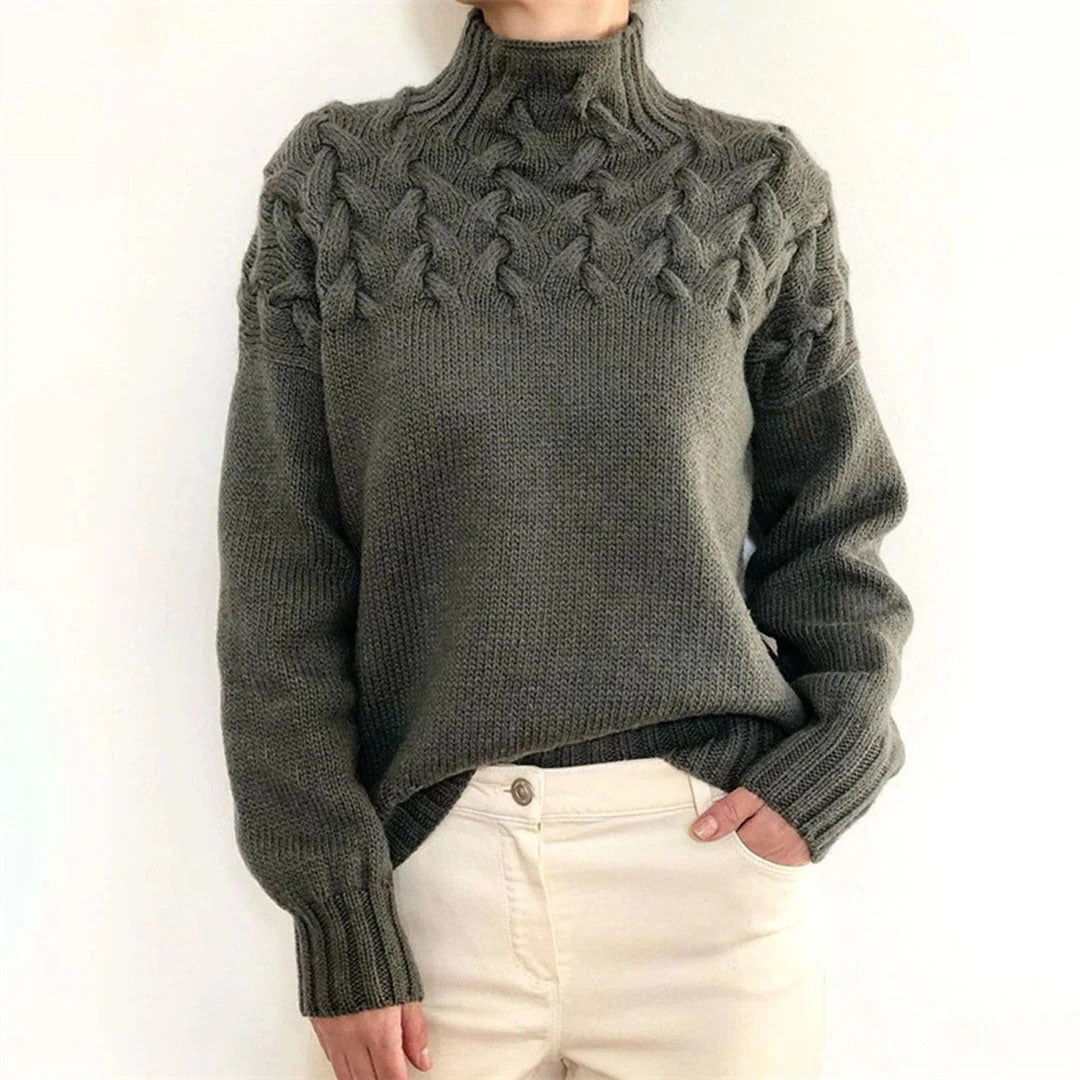 Chic Women's Long Turtleneck Knit Sweater