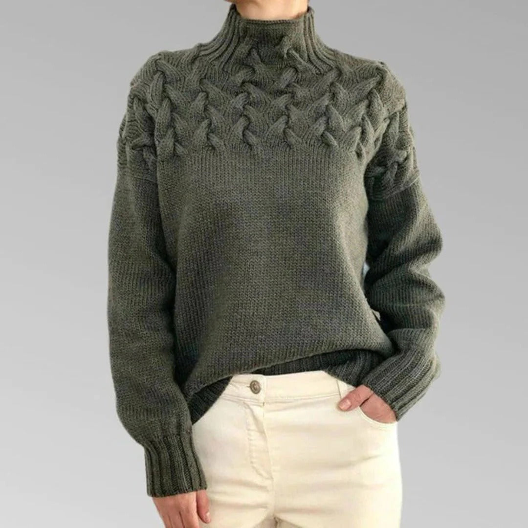 Chic Women's Long Turtleneck Knit Sweater