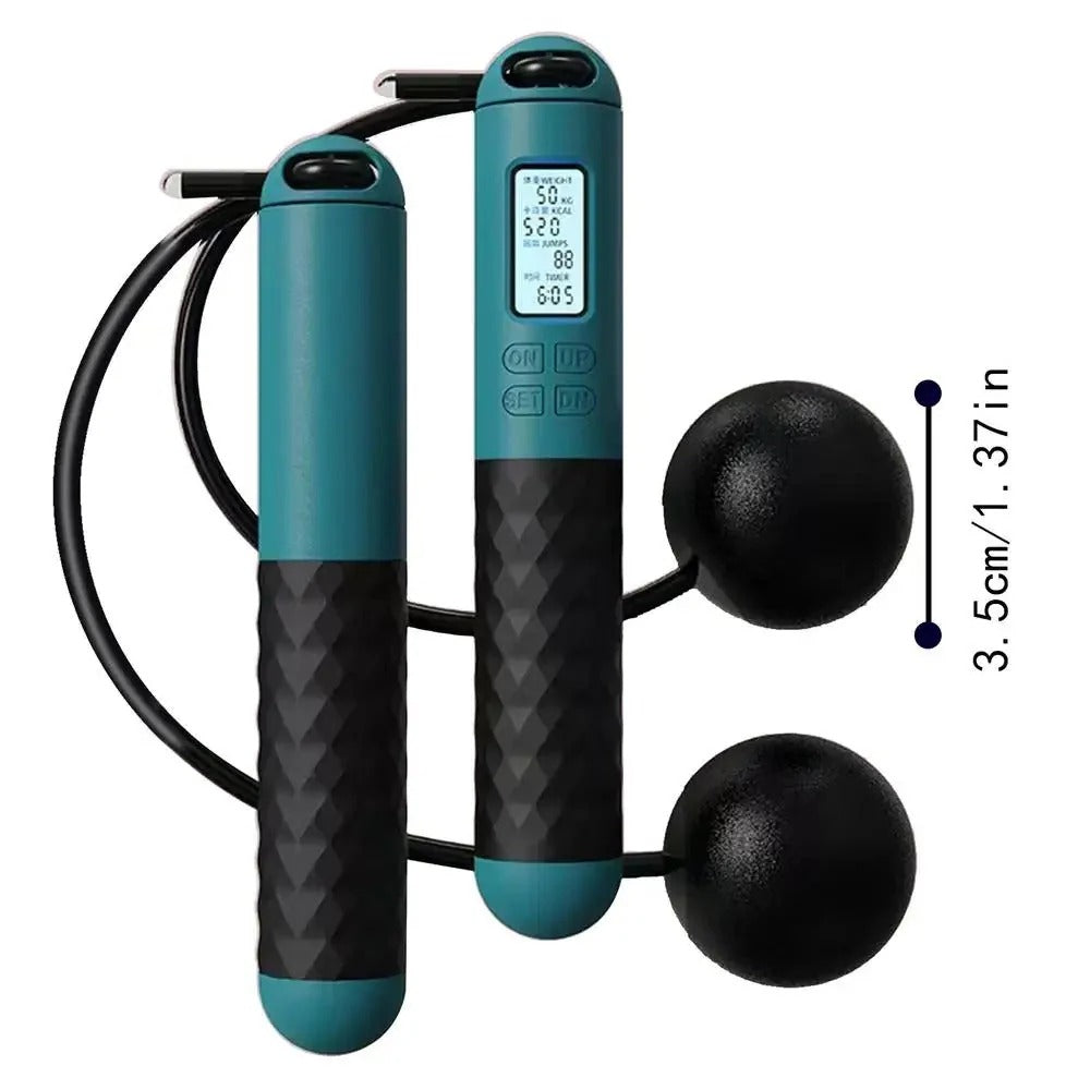 Compact Cordless Jump Rope with Weighted Grips and Tracker