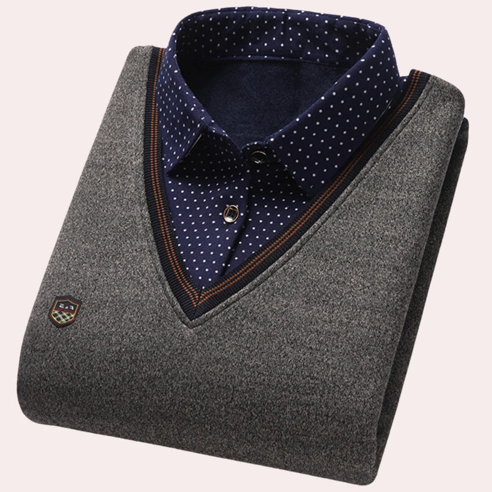 Elegant Men's Sweater with Collared Neckline