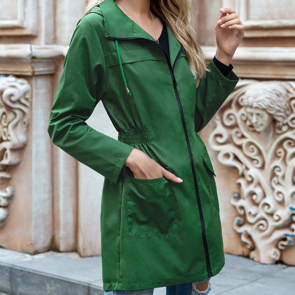 Chic Longline Zip-Up Coat for Women