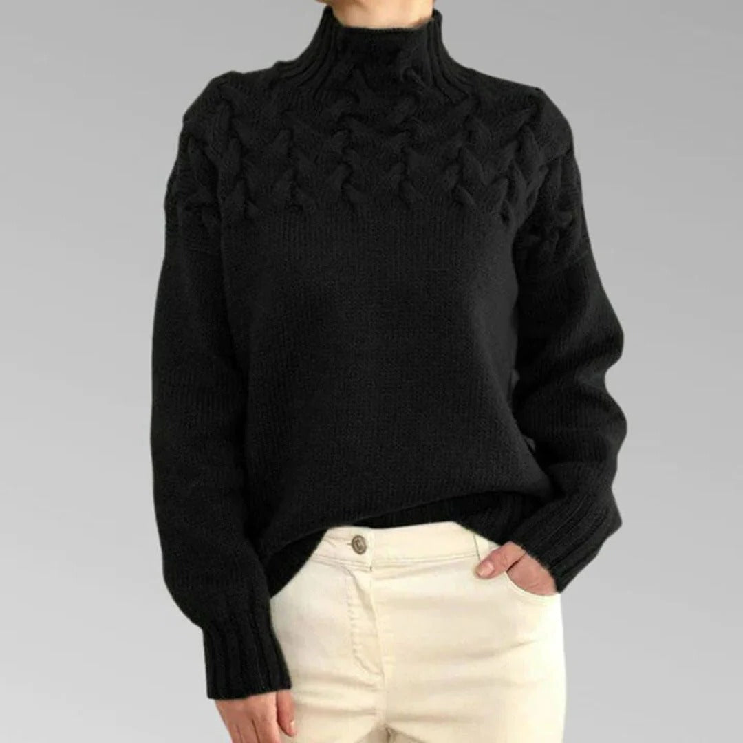 Chic Women's Long Turtleneck Knit Sweater