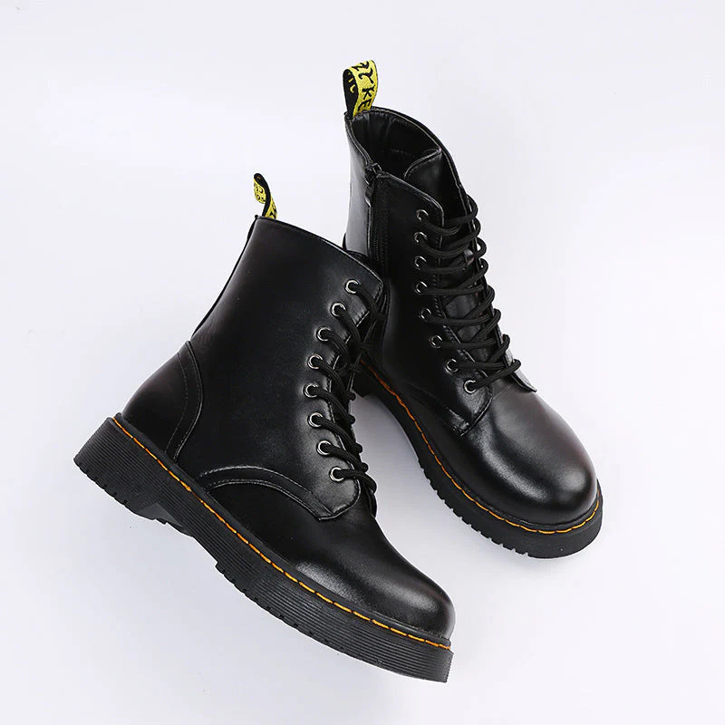 Stylish Lace-Up Boots with Convenient Side Zipper
